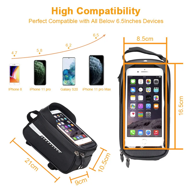 bike bag front cycling bag cell phone holder with touchscreen top tube rainproof bicycle phone bags mtb accessories free global shipping