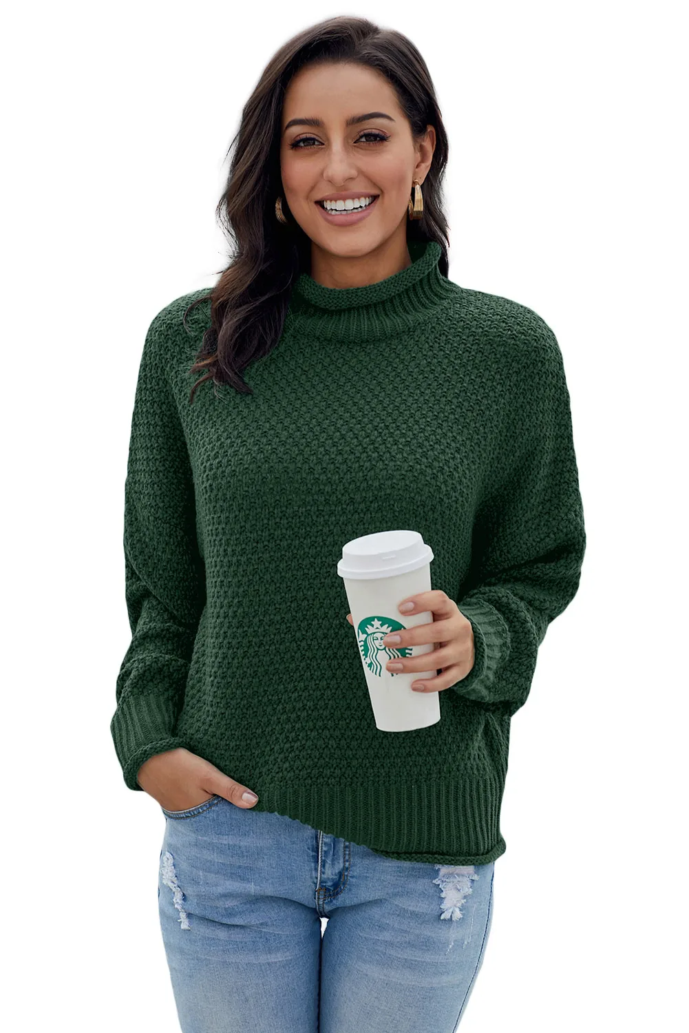 Пуловер с длинным рукавом летучая мышь серый/синий/черный | Женская одежда