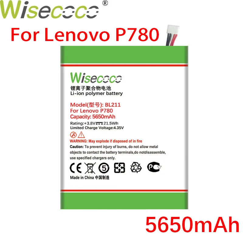 WISECOCO 5650 мАч BL211 батарея для Lenovo P780 MTK6589 мобильного телефона в наличии высокого