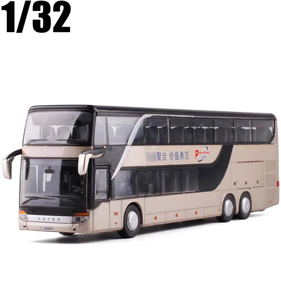

High Simulation 1/32 Alloy Diecast Double-decker Bus Sound And Light Bus Model Metal Luxury Bus Vehicle For Boys Toys