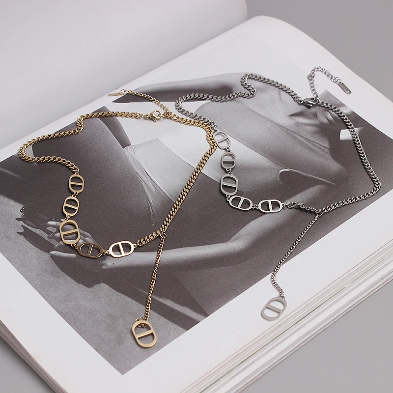 Женский чокер цепочка для ключиц Инс титановая сталь модный бренд ювелирное