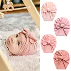 1 шт. новые мягкие детские хлопковые облегающие шапки для новорожденных Детская искусственная Милая шапка-тюрбан с узлом и кроличьими ушками Детские аксессуары