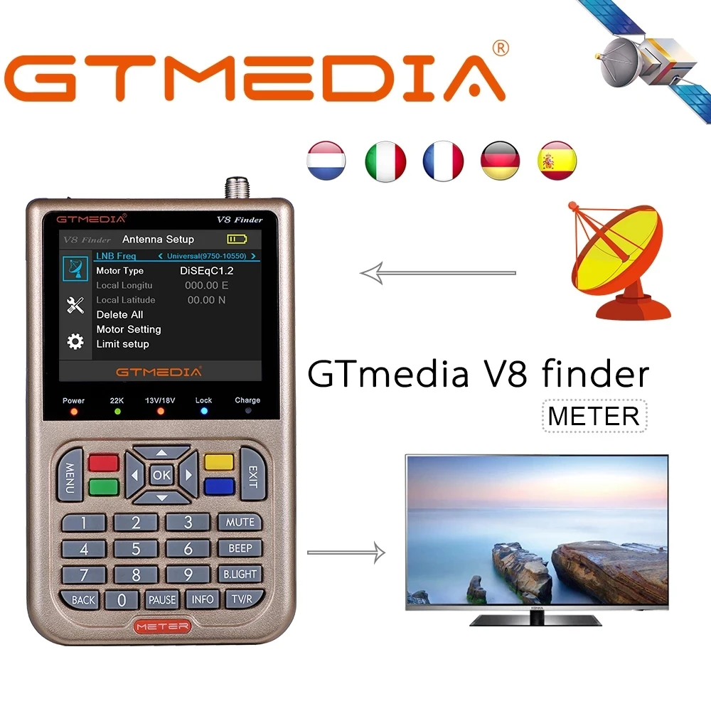 Приемник Gtmedia V8 цифровой спутниковый прибор для обнаружения DVB S/S2/S2X с экраном 3 5