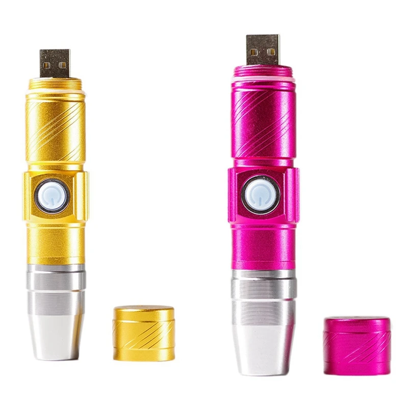 

2PCS Rechargeable Nail Dryer For Nail UV Gel Nail LED Flashlight Mini Flashlights For Nails Drying Lamp, Gold & Red