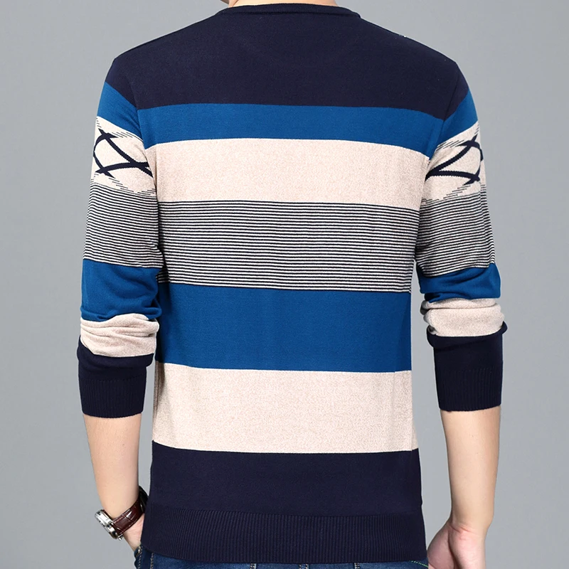 GAAJ Новый Повседневный полосатый вязаный свитер Мужская одежда трикотажное