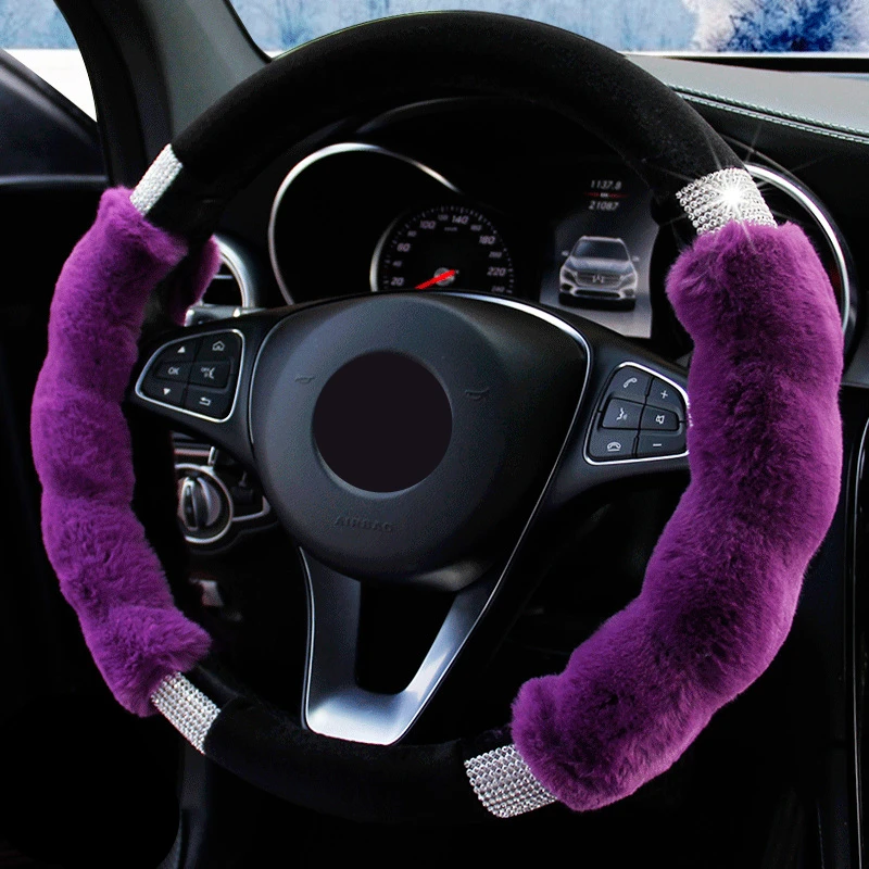 Зимний теплый чехол рулевого колеса автомобиля Rex Rabbit Hair для руля Funda Volante Coche