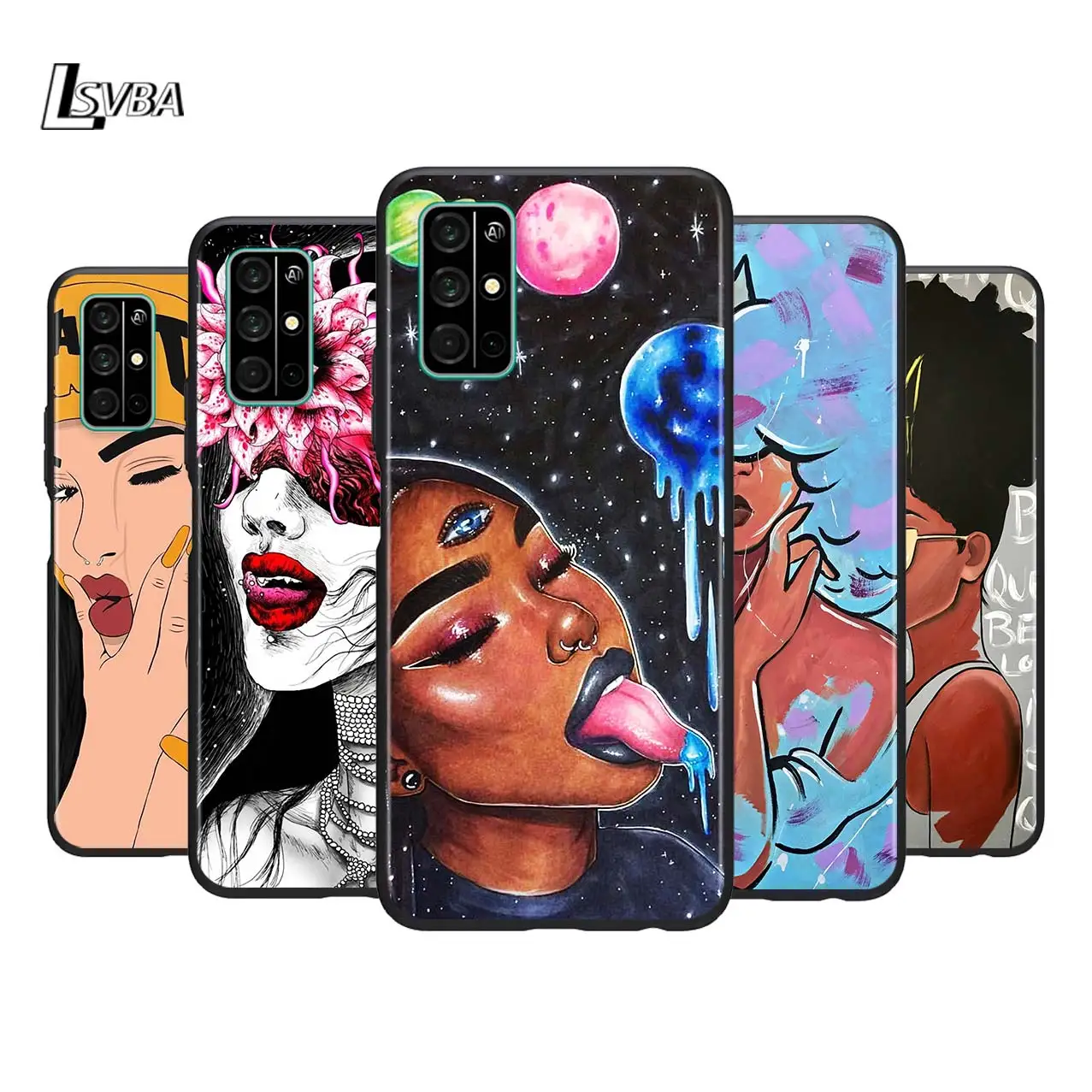 

Aesthetics Fashion Girl for Huawei Honor 30 20S 20 10i 9S 9A 9C 9X 8X 10 9 Lite 8A 7C 7A Pro Soft Black Phone Case