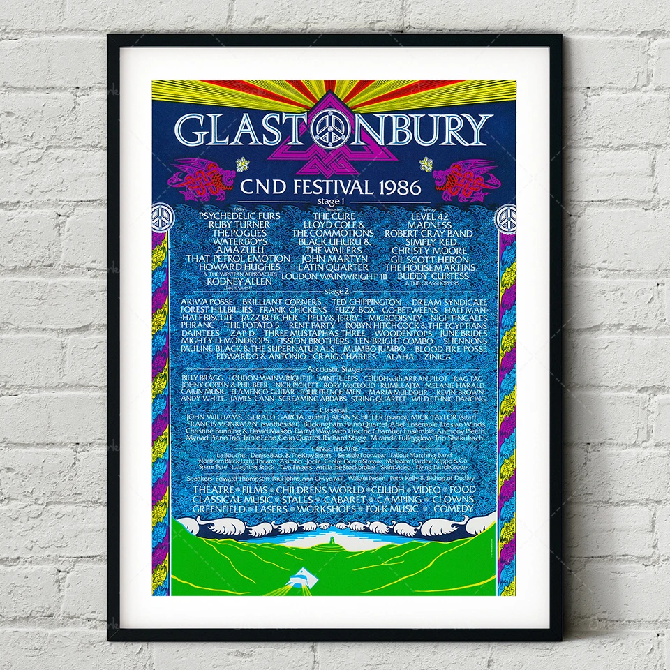 Фон для фотографий с художественным принтом Фестиваль Гластонбери 1990