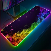 Black Diamond Pattern RGB Multi-size Mouse Pad Precision Seam Diamond Mesh Pad LED with USB Port Laptop Office Gaming Mouse Pad