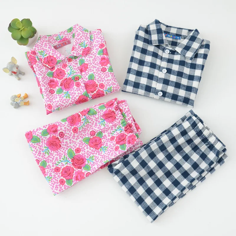 

Lowest Discount Cotton Sanding Children's Pajamas Long sleeve Floral couple clothes Boys and girls for 80cm