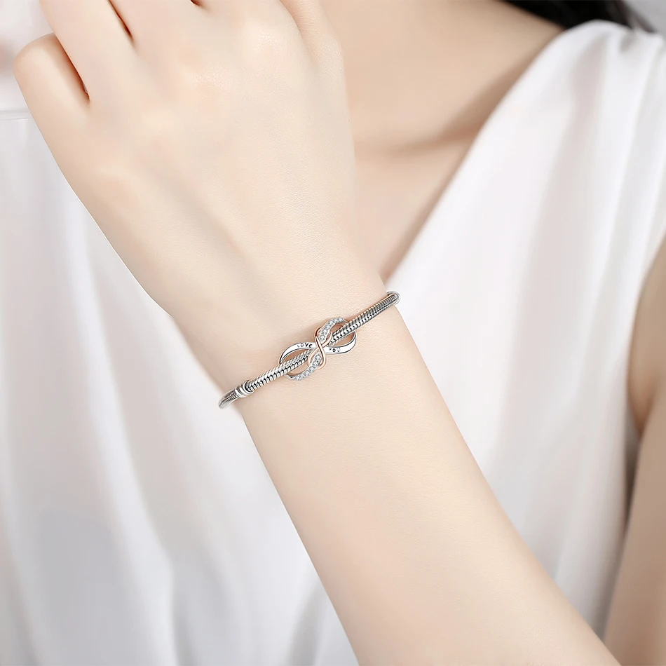 

Real 925 Sterling Silver With Cubic Zirconia Love You Infinity Love Bead Charm Fit Bracelets Women DIY Jewelry