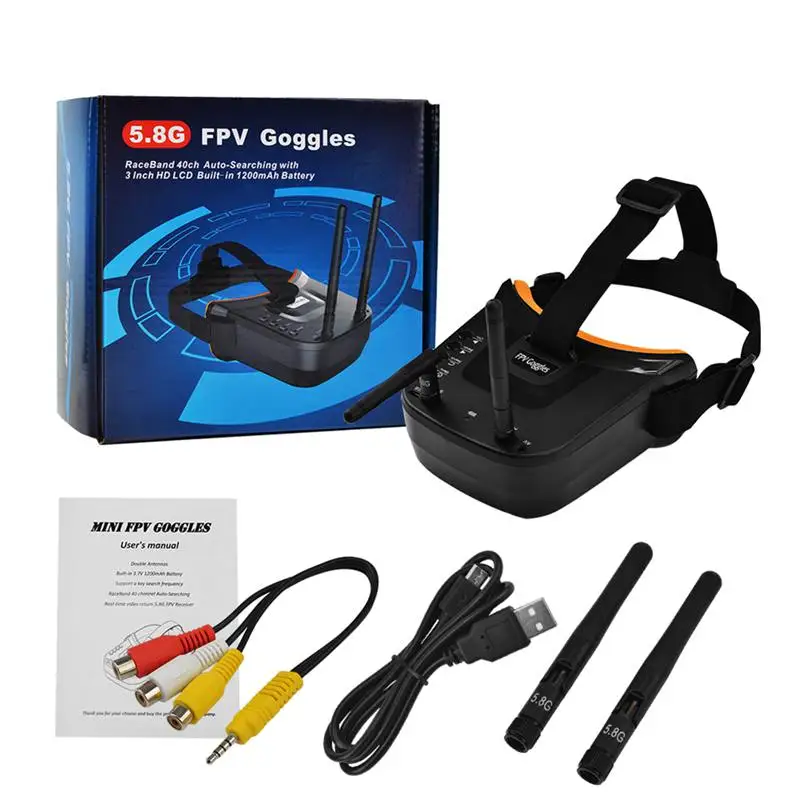 Мини FPV очки 3 дюйма 480x320 дисплей двойная антенна прием 5 8G 40CH с батареей для RC