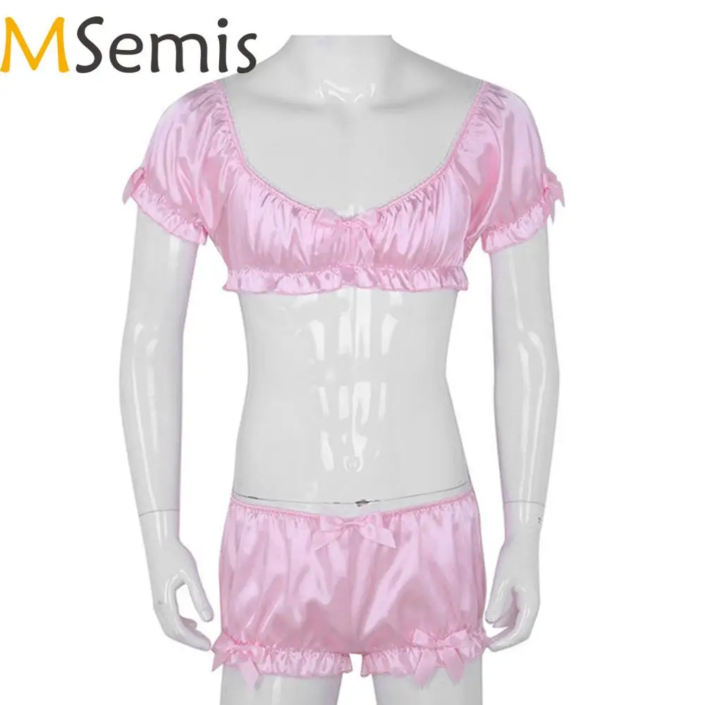 Мужское нижнее белье Sissy гей атласные трусы для мужчин мягкие шелковистые