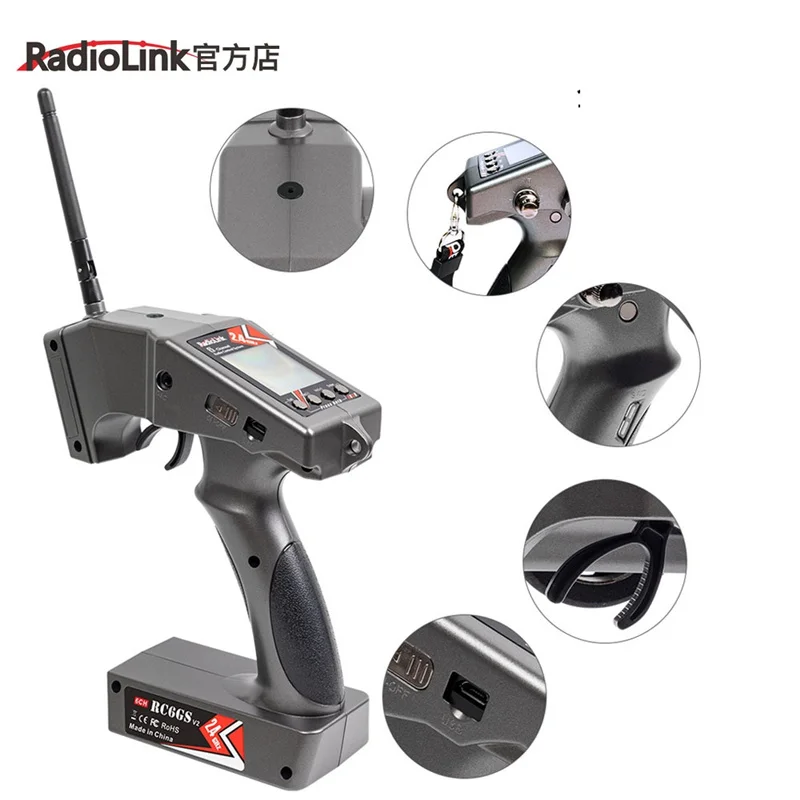 

Radiolink RC6GS V2 2.4G 6 Channels Radio Transmitter with R7FG Gyro Receiver Remote Controller for RC Crawler Monster Car Boat