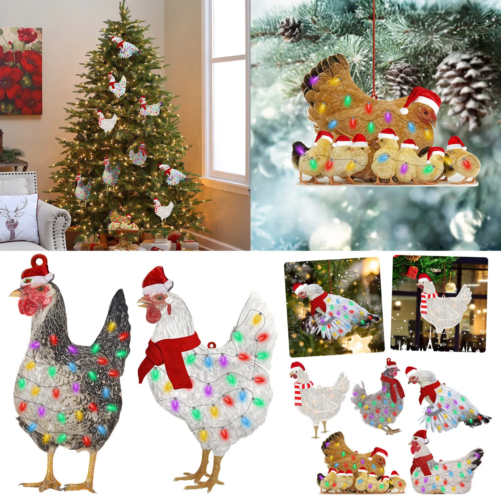 

Christmas Scarf Chicken Holiday Decoration Christmas Outdoor Decorations Wood Christmas Ornaments Courtyard Xmas Tree Decoration