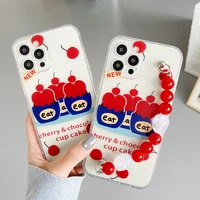wrist chain case for iphone 12 pro max 7 8 plus se xr xs max se 20 shockproof cases cute cherry chain hanging case for iphone 11