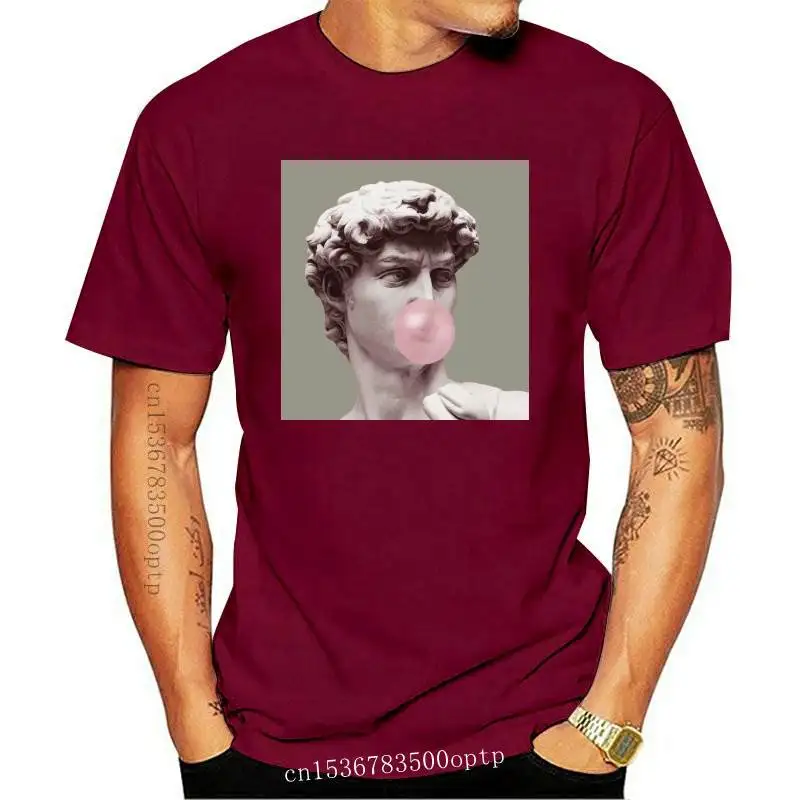 

New Michelangelo Summer Short Sleeve Statue Chewing Gum Funny Harajuku 90s tshirt Casual Korean Style Graphic t-shirt Female