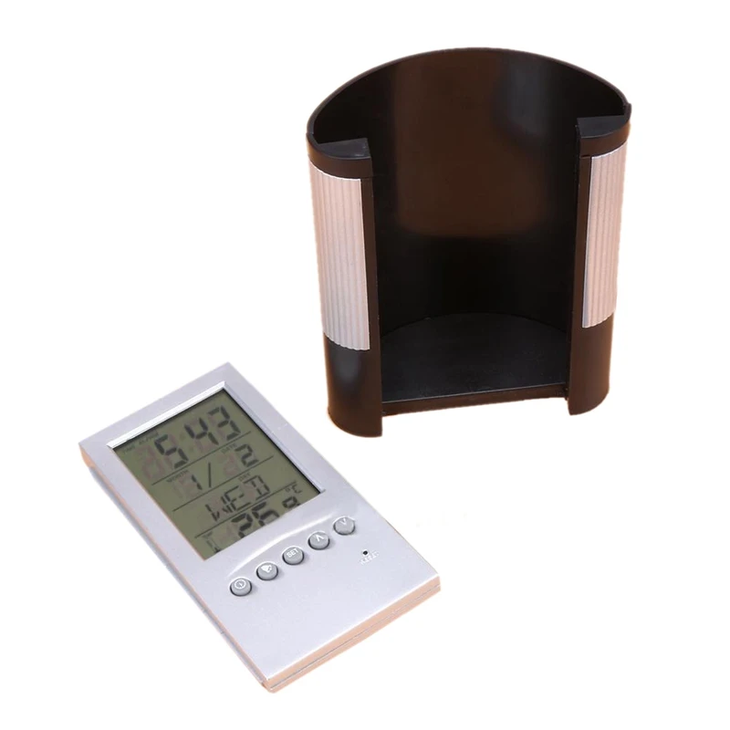 LCD настольная подставка для ручек карандаш контейнер с календарем Таймер