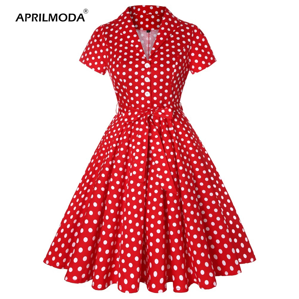 Женское винтажное платье с бантом повседневное ТРАПЕЦИЕВИДНОЕ в горошек стиле