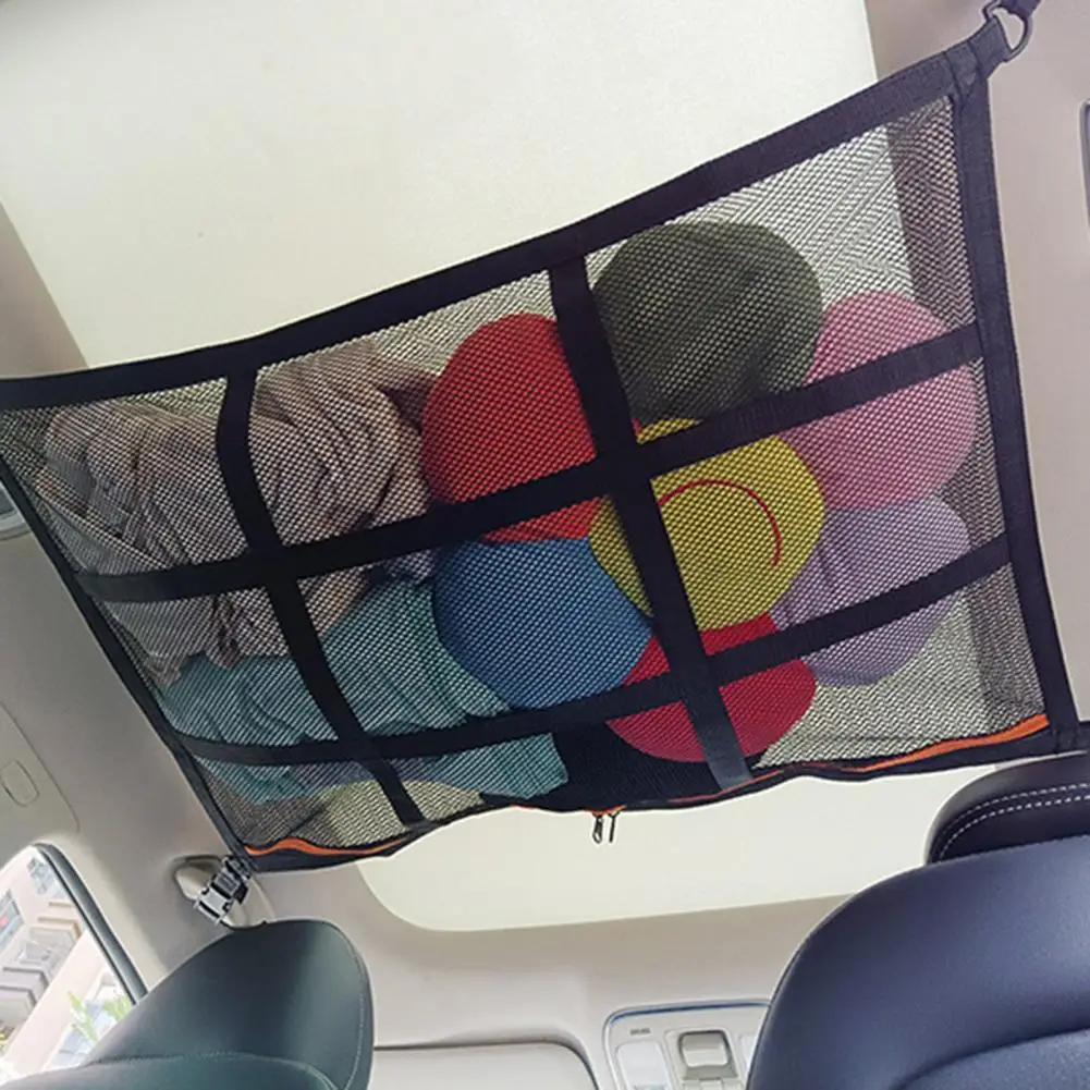 

8 Colors Net Bag Adjustable High Toughness Polyester Zipper Adjustable Drawstring Ceiling Net Pocket Simple Installtion for Car