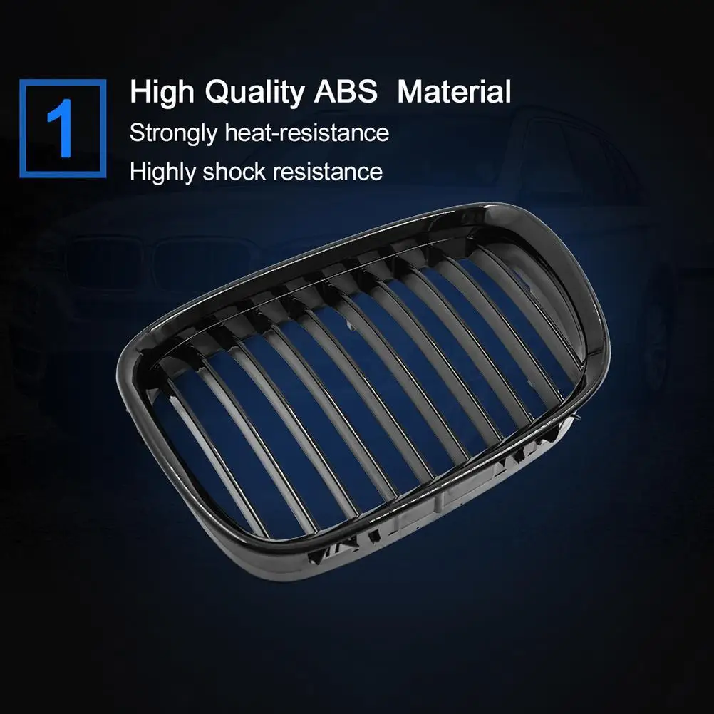 

Black Style Front Bumper Grill Grille Car Front Grille Lightweight Durable Car Accessories Compatible for BMW 5-series E39