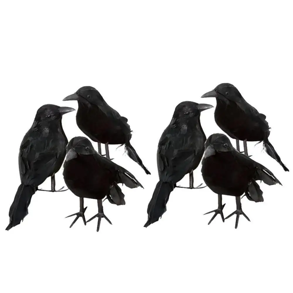 

2021 New Arrival 3Pcs Halloween Crow Fake Bird Toys Ravens Prop Fancy Dress Decoration Props Artificial Raven Treat Trick Toys
