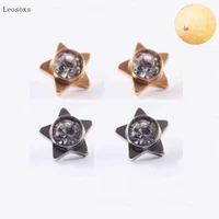 leosoxs 2pcs trendy stainless steel five pointed star with diamond embedded bone nail piercing clavicle jewelry