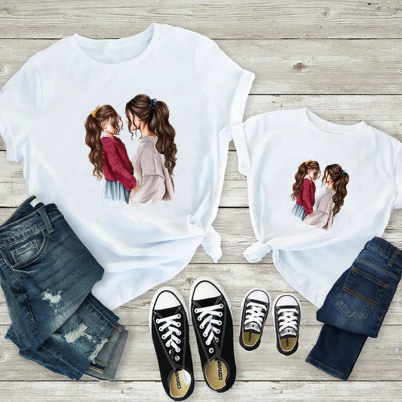 Ropa de Navidad para madre e hija, ropa a juego para Familia, camiseta informal blanca, 2020-4