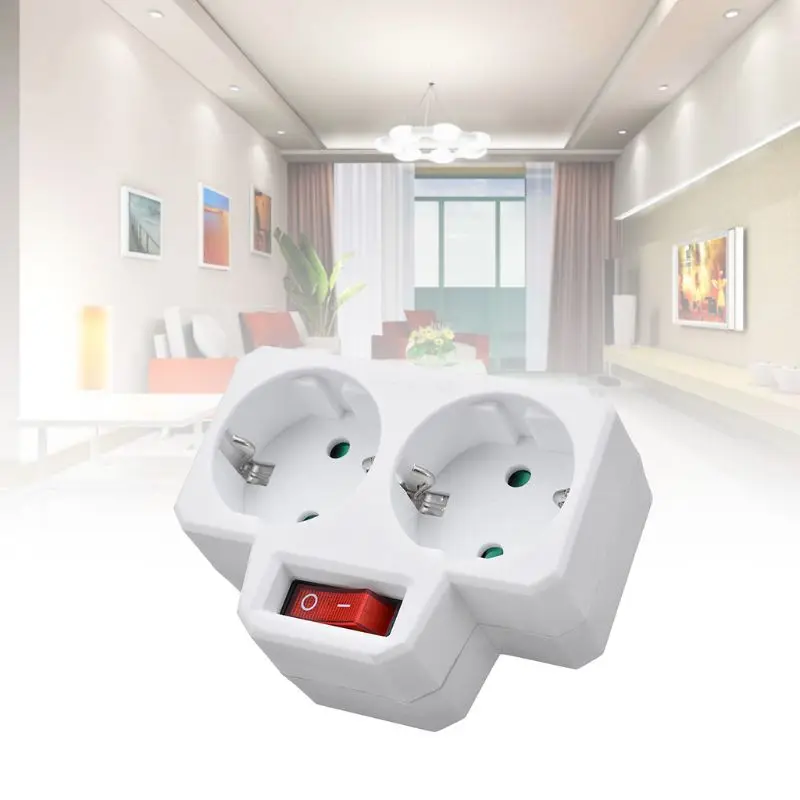 

Y98B Durable EU Standard Multiple Plug 250V 16A Double Socket Conversion Socket with Outlet Switch Plug Power Adapter Socket