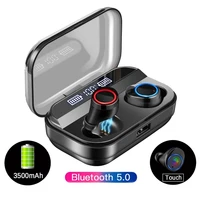 true wireless earphones headsets power display touch control sport stereo cordless earbuds bluetooth compatible