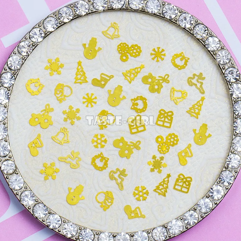 400 шт./упак. Золотой Рождественский элемент металлические блестки снежинка