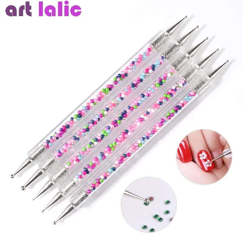 Набор из 5 шт. УФ гелевая ручка для рисования ногтей в горошек акриловая икры 2