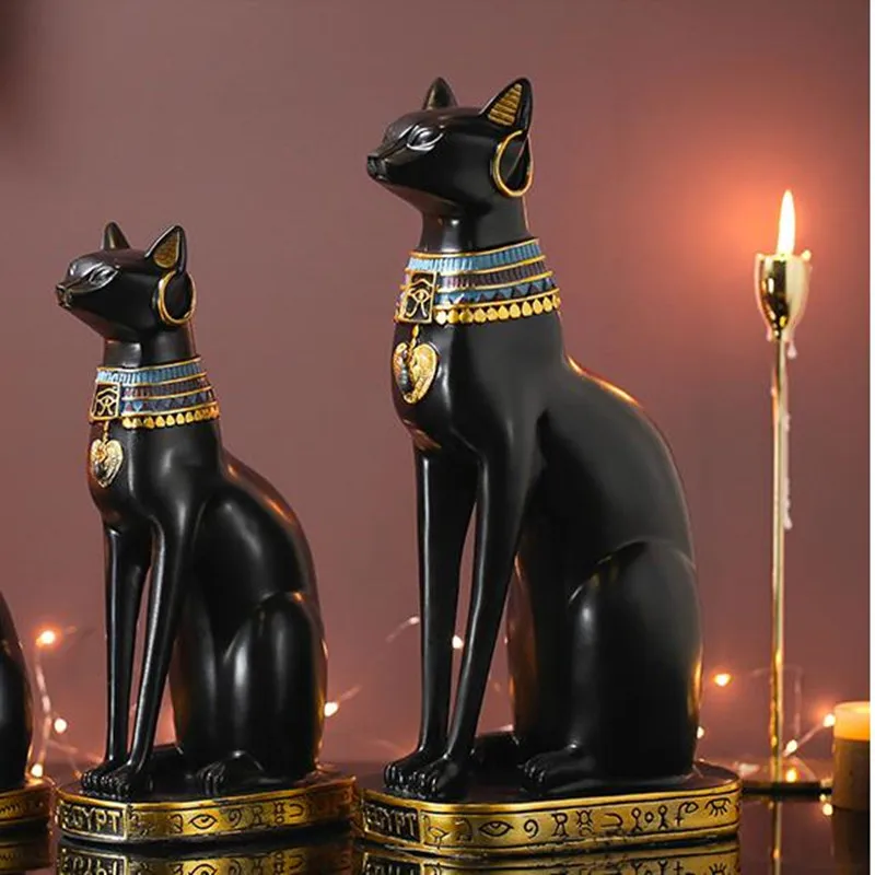 

Creative vintage Egyptian cat god statue crafts, home office restaurant desktop decoration gifts, animal sculptures
