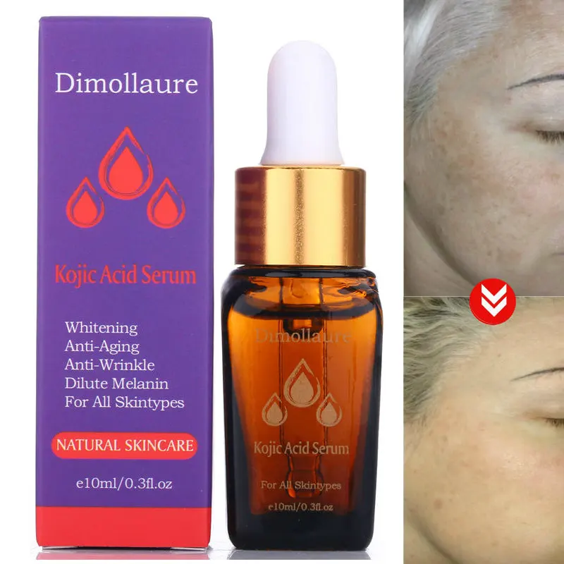 Dimollaure Kojic кислота Сыворотка гиалуроновая кислота удаление веснушек мелазма акне шрам пигмент меланин морщин отбеливание против старения сыворотка