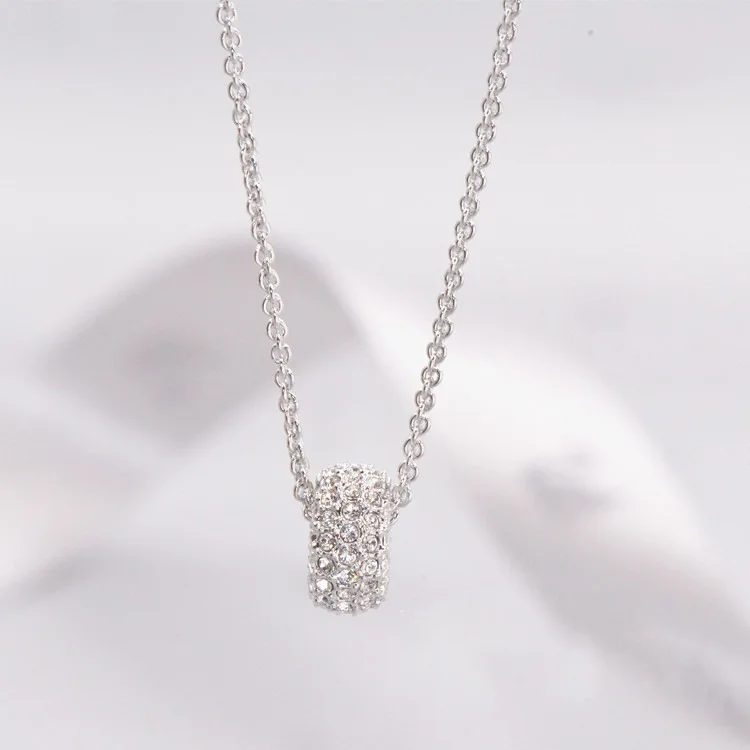 

SWA1: 1 Fashion Jewelry Modern Blue Rose Gold Three-dimensional Round Crystal Circle Pendant Necklace Tire Shaped For Women