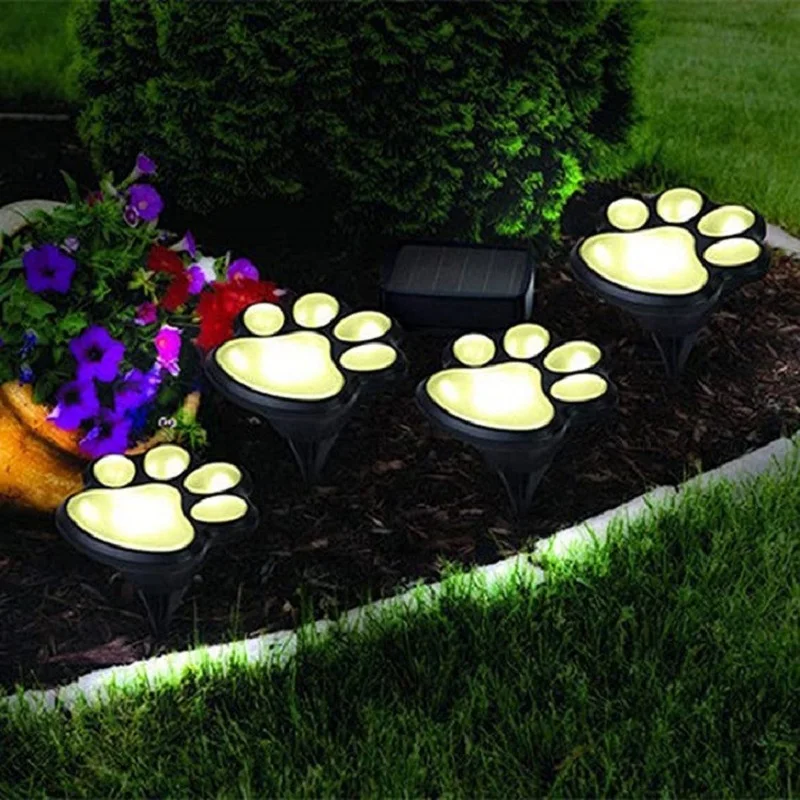 

4pcs LED Solar Light Solar Cat Animal Paw Print Light Outdoor Street Light LED Garden Path Decoration Lighting Footprint Light
