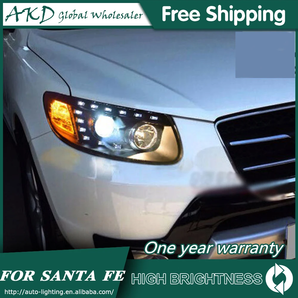 AKD автомобильный Стайлинг для hyundai Santa Fe фары 2006-2012 Santafe светодиодный налобный фонарь светодиодный DRL Биксеноновые линзы Высокий Низкий луч парковка