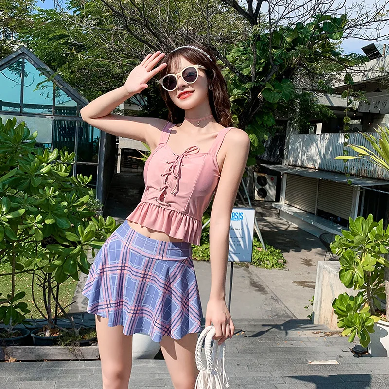 

2020 корейский стиль Феи стиль студенческий купальник живота покрытие тонкий женский раздельный купальник оптовая торговля поколение Lzh19040