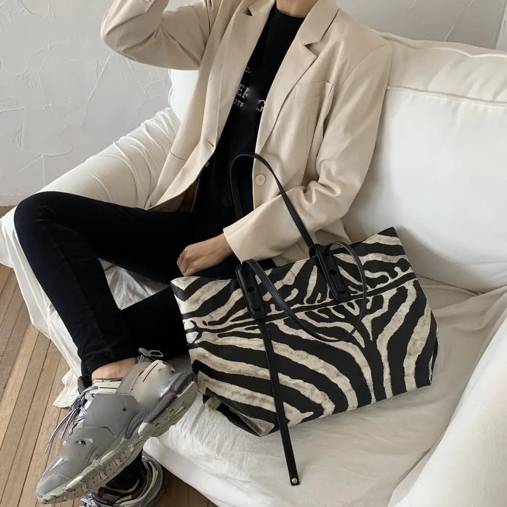 Новые модные женские сумки zebra мягкая сумка для покупок из искусственной кожи