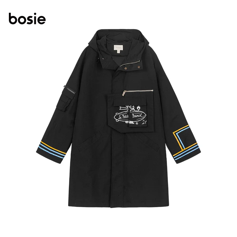 

Bosie Woman/man Detachable Long Trench Coat Couple Little Prince Joint Embroidery Vintage Fashion Coat 1804L