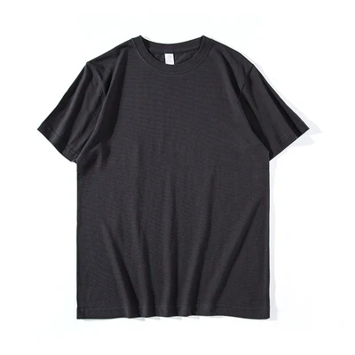 dark gray Высокое качество, хлопок, футболка унисекс, летняя, короткий рукав, квадратный воротник, повседневные футболки, женские, одноцветные, свободные, базовые футболки для мужчин - Цвет: dark gray