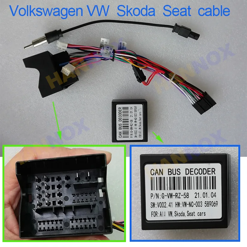 

HANNOX Android Car Multimedia Player Cable Adapter CANBUS For VW Skoda Seat Octavia Golf Touran Passat B6 B7 Polo Jetta Tiguan