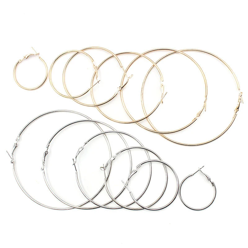

10pcs Gold Circle Hoop Earrings Ear Findings Big Circle Wire Hoops Loop Earrings for DIY Dangle Earring Jewelry Making Supplies