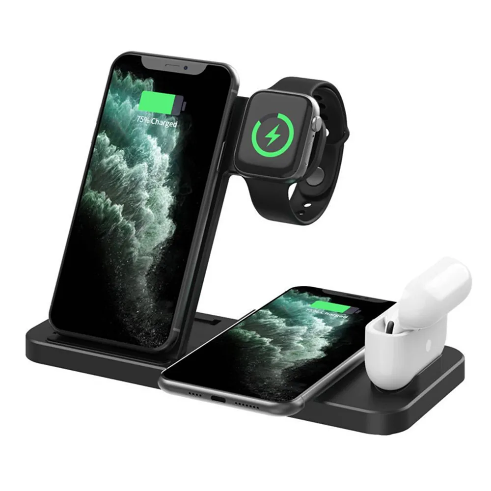 4 in 1 wireless charger stand 15w fast wireless charging station for samsung xiaomi mi huawei for iphone apple watch free global shipping