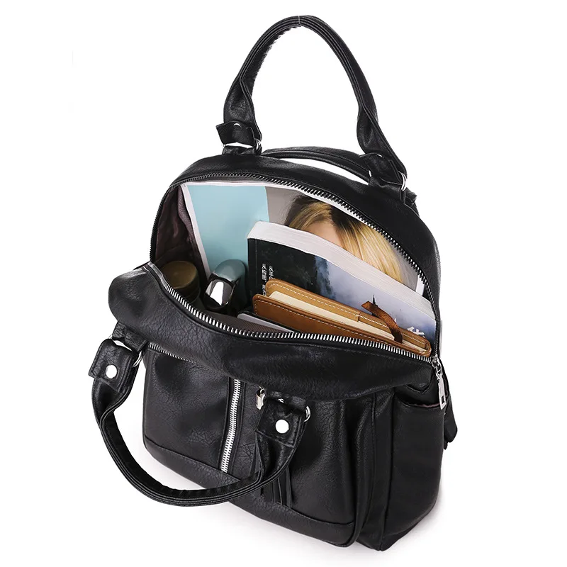 

Fashion Backpack Soft Leather Travel School Bags For Girls Female Retro Backpacks Tassel Rucksack mochilas para mujer XA701H
