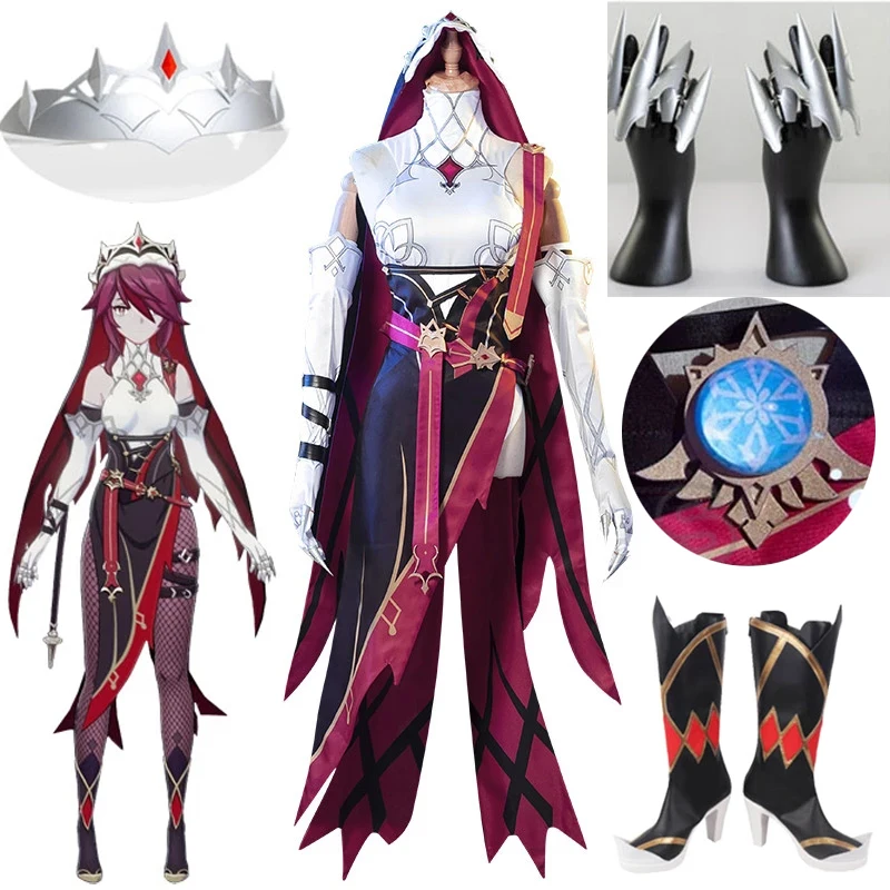 

Game Genshin Impact Rosaria Cosplay Costume Anime Suit Dress Uniform Rosaria Cosplay Wig Shoes Boots For Women Halloween Cos