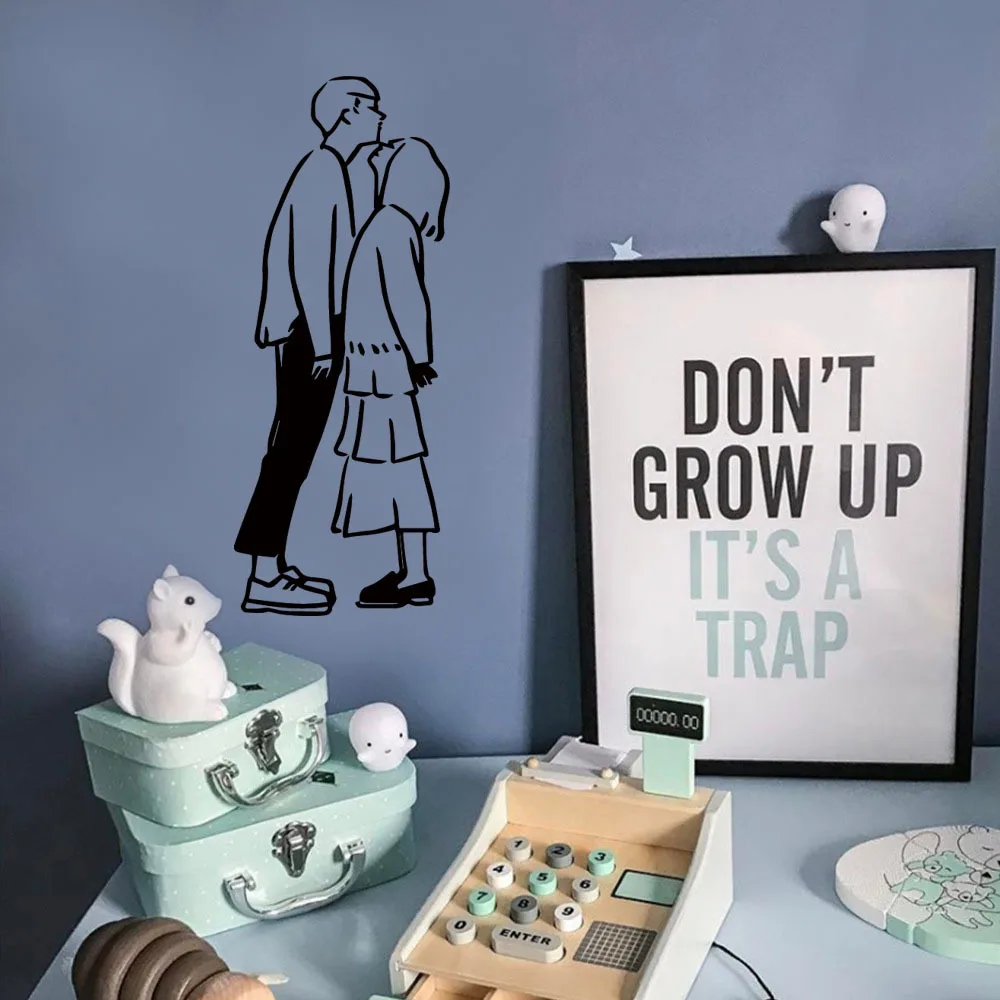 Наклейки на стену с изображением поцелуя для влюбленных | Дом и сад