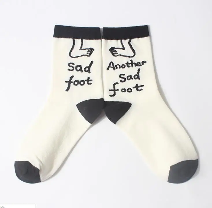 Харадзюку Смешные Женские носки с героями мультфильмов Sad Foot Узорные Носки Унисекс - Цвет: sad foot
