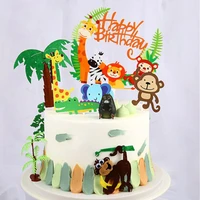 cake topper animal birthday party decor kids baby shower wild one 1st bithday gift zoo safari party jungle theme party supplies
