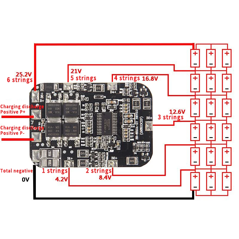 Комплект балансировщика литиевых батарей lto схема защиты 6S BMS 20A 29 4 V 18650 плата